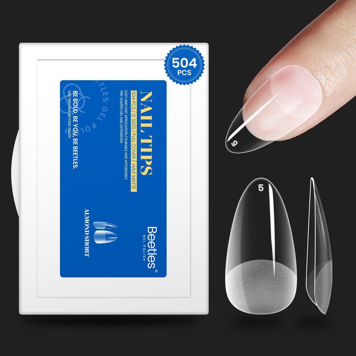 beetles Gel Nail Tips 504Pcs front view showing packaging