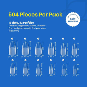 beetles Gel Nail Tips 504Pcs medium almond side view