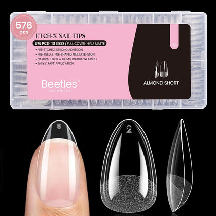 Beetles Gel Nail Tips 576Pcs Short Almond front view