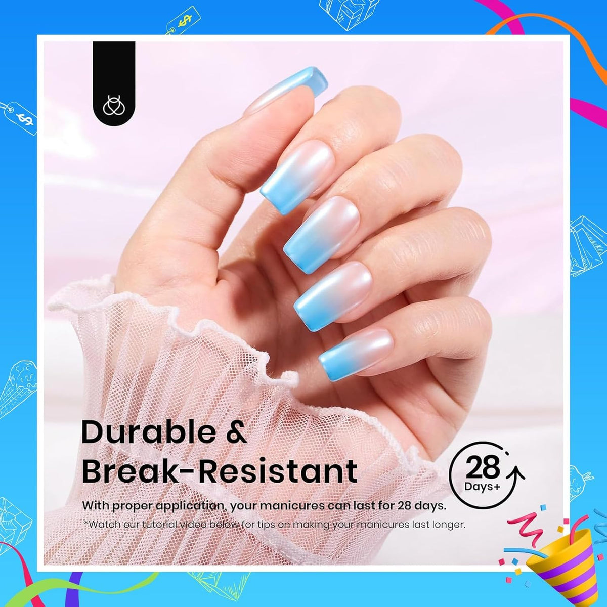 beetles Gel Nail Tips Etch-X square short 288Pcs lifestyle scene