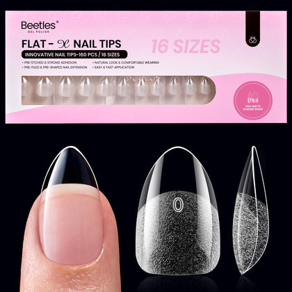 Beetles Gel Nail Tips Flat-X Almond Short 160pcs front view
