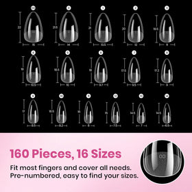 Beetles Gel Nail Tips Flat-X Almond Short with DIY nail art tools