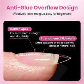 Beetles Gel Nail Tips Flat-X Almond Short with natural nails