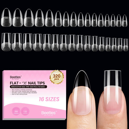 Beetles Gel Nail Tips Flat-X Almond Square Medium 320pcs front view