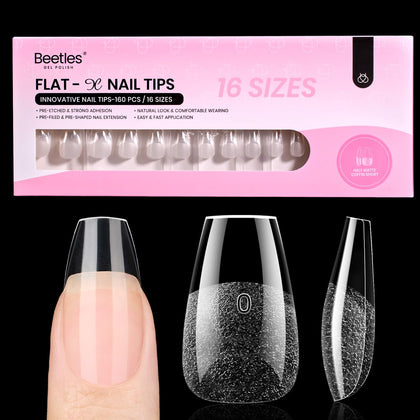 beetles Gel Nail Tips Flat-X Coffin Short box front view