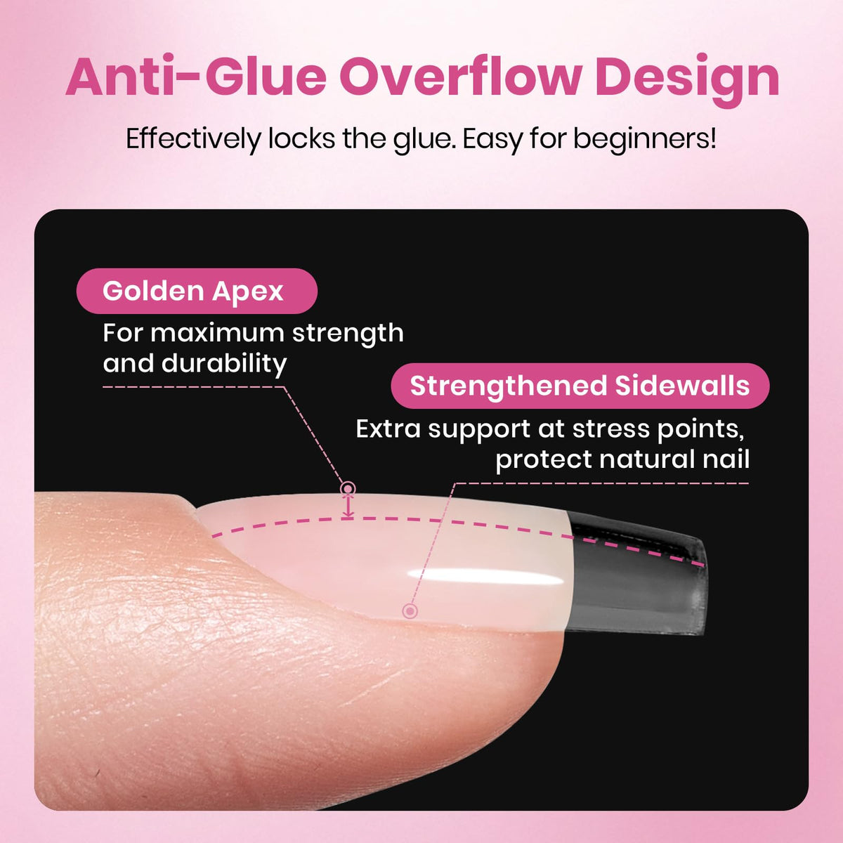 beetles Gel Nail Tips Flat-X Coffin Short on a nail art display
