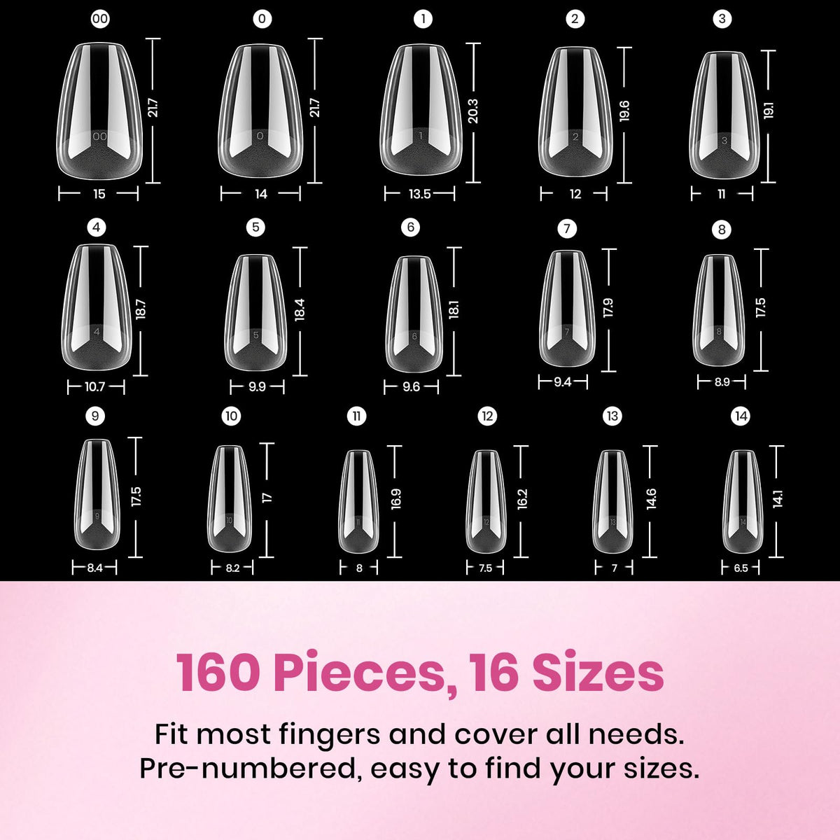 beetles Gel Nail Tips Flat-X Coffin Short side view
