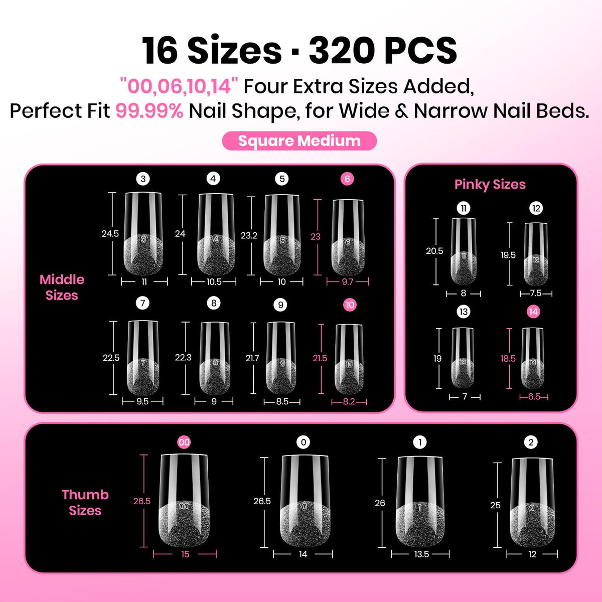 beetles Gel Nail Tips Flat-X Square applied on nails