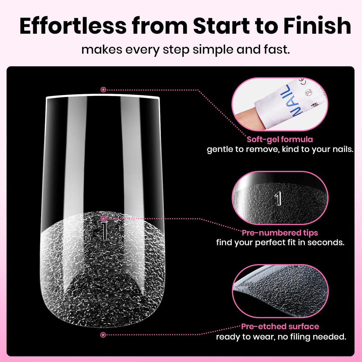 beetles Gel Nail Tips Flat-X Square in use during nail art