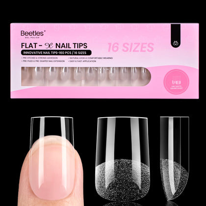 beetles Gel Nail Tips Flat-X Square Short 160pcs front view