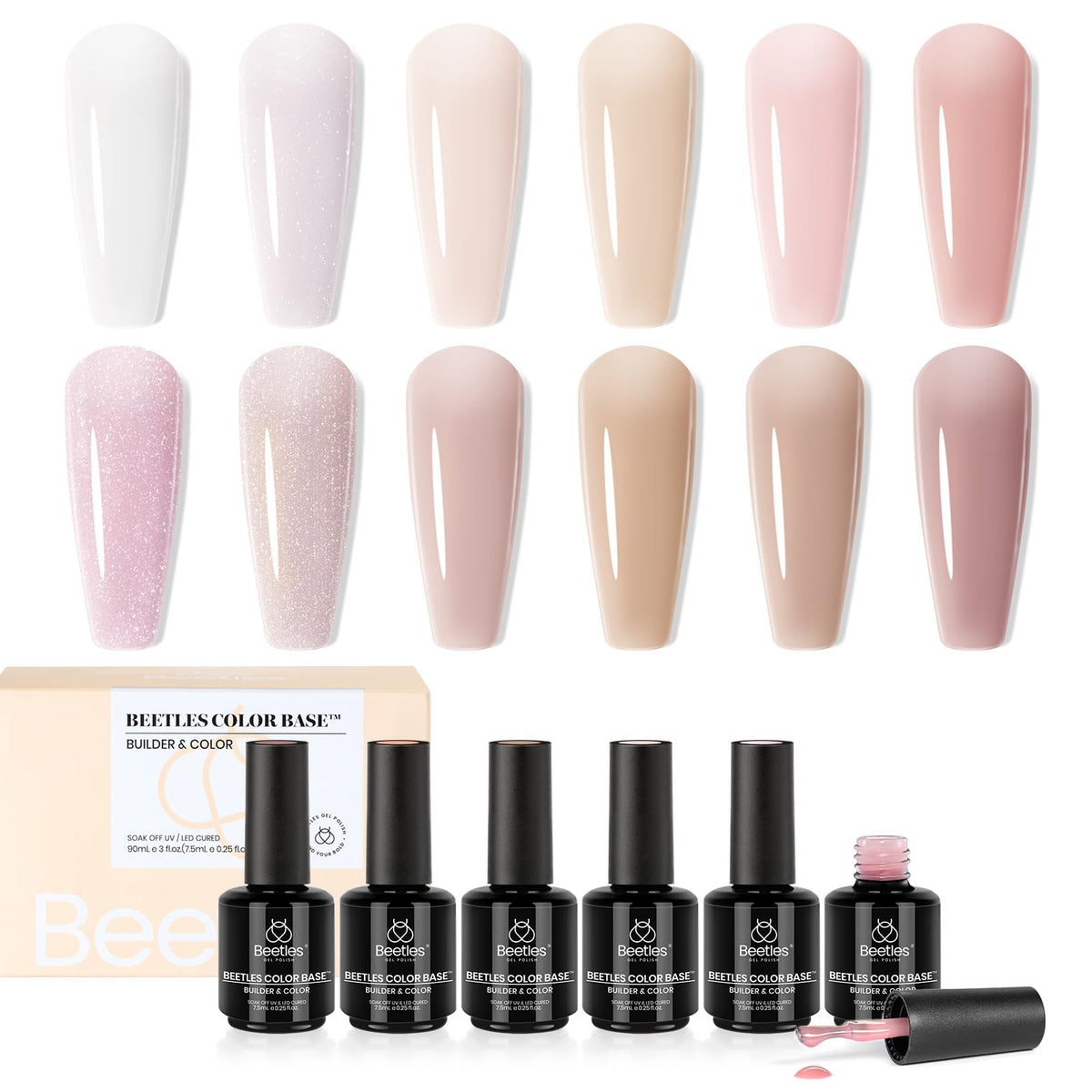 beetles Gel Polish 12 Colours Rubber Base Gel Nail Polish set packaging
