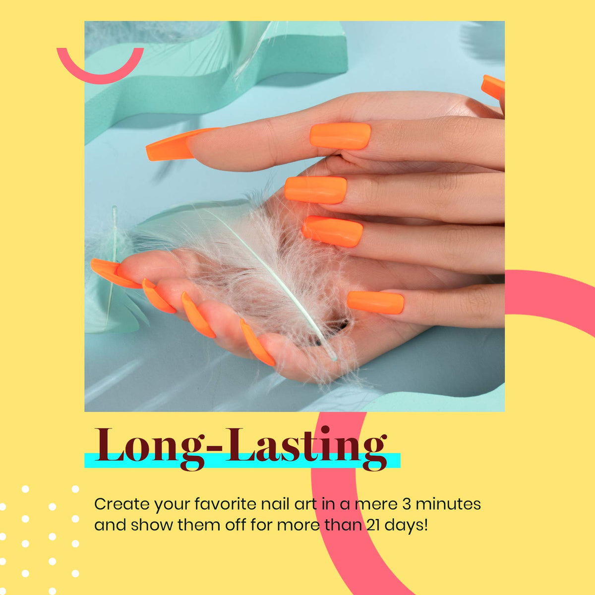 beetles Gel Polish 15ml Bright Coral Orange application on nails