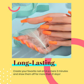 beetles Gel Polish 15ml Bright Coral Orange application on nails