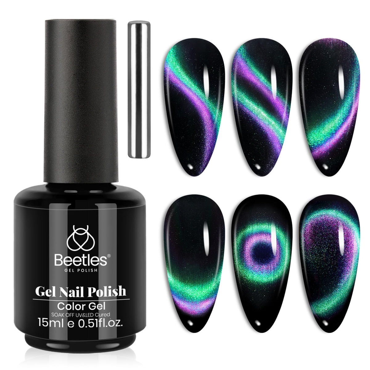 beetles Gel Polish 15ML Cat Eye Nail Polish bottle front view