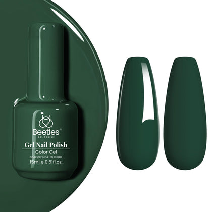beetles Gel Polish 15ml Dark Rainforest Green front view