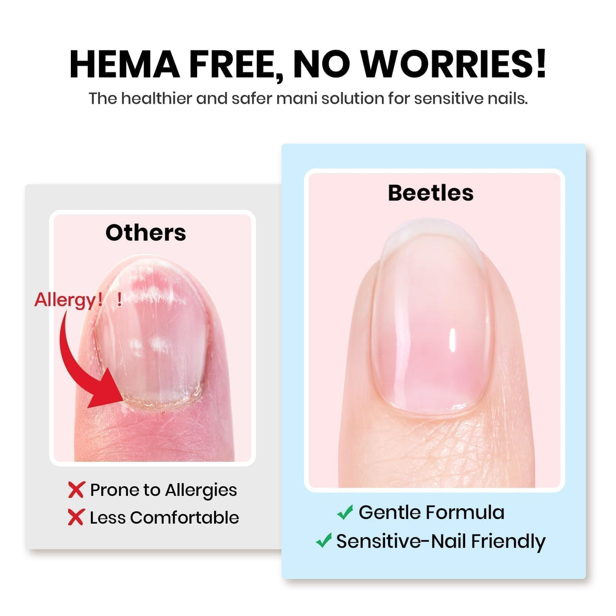 beetles Gel Polish 15ml HEMA-Free Nail Glue Gel application on nails