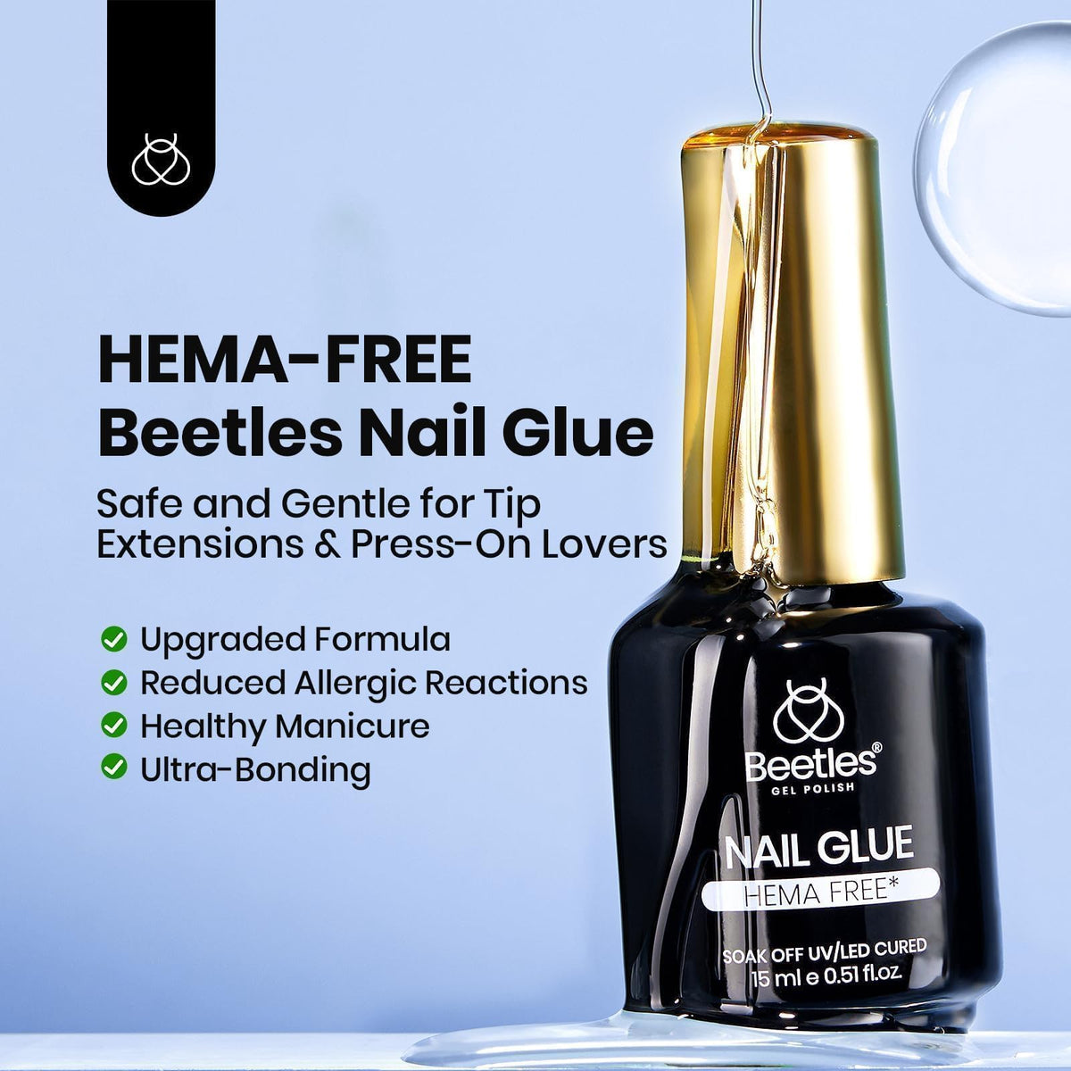 beetles Gel Polish 15ml HEMA-Free Nail Glue Gel with other nail care products