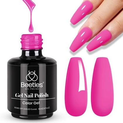 beetles Gel Polish 15ML Hot Pink front view