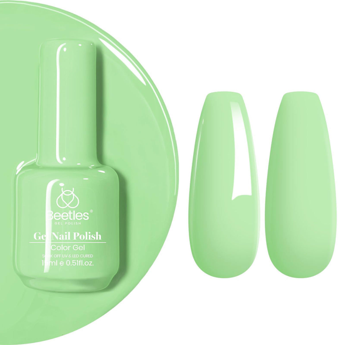 beetles Gel Polish 15ML light green gel nail polish front view