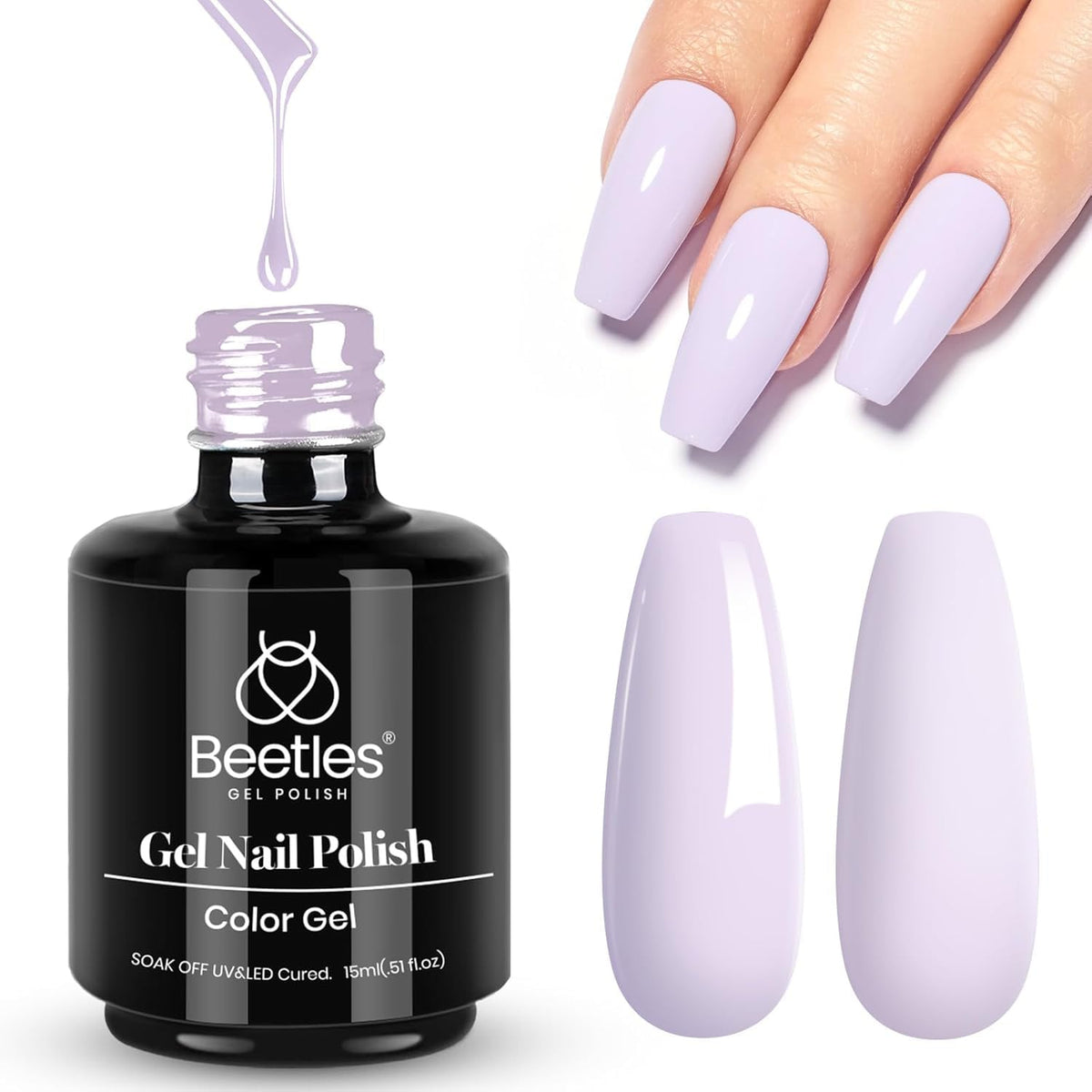 beetles Gel Polish 15ml lilac purple front view