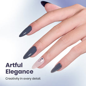 beetles Gel Polish 15ML Navy Crown Blue applied on nails