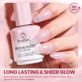 beetles Gel Polish 15ML Shimmer Pink with UV lamp