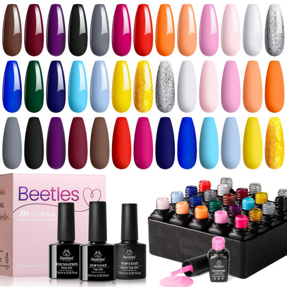 beetles Gel Polish 20 Pcs Neon Gel Nail Polish Set front view