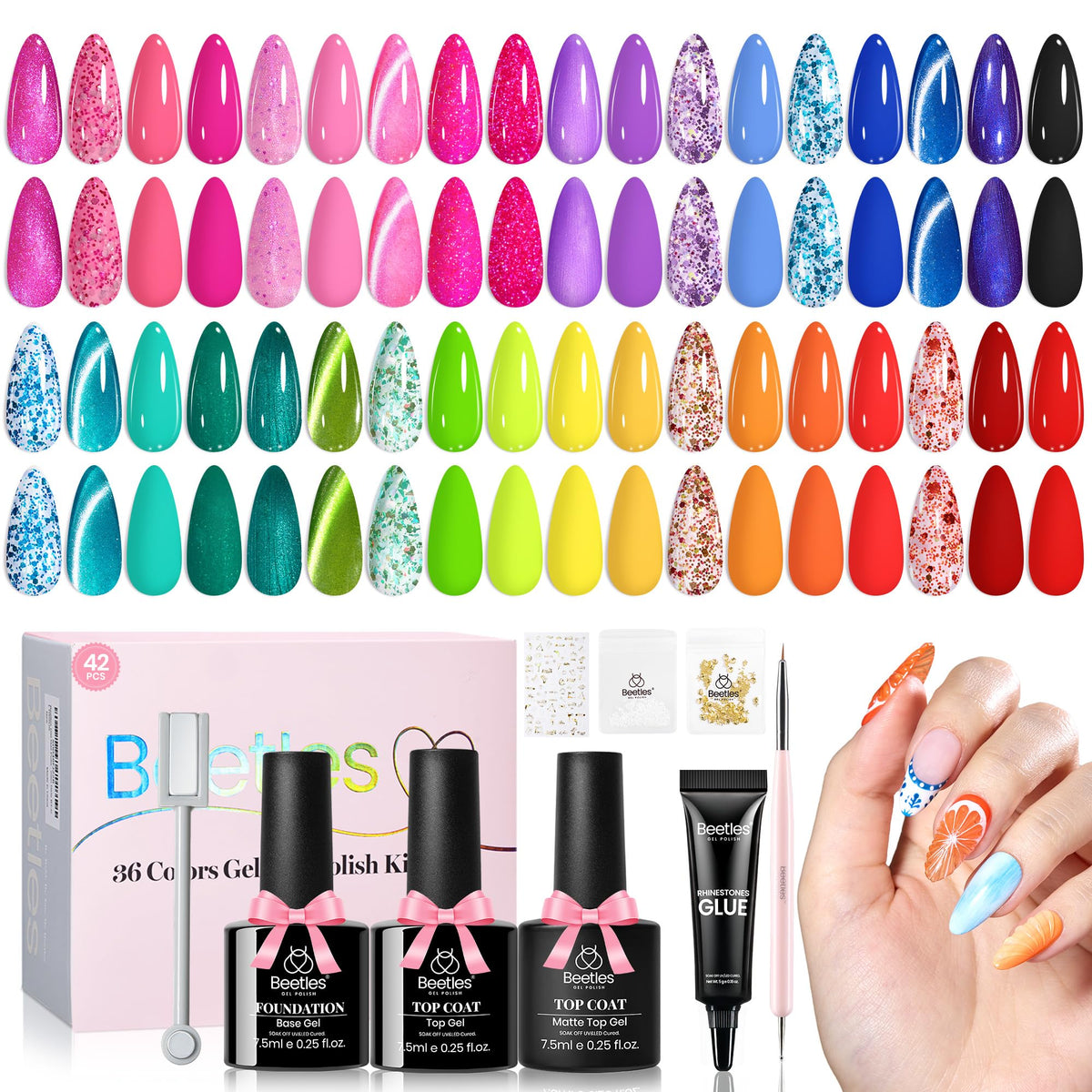 beetles Gel Polish 36-Color Cat Eye Nail Polish Kit front view