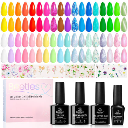 beetles Gel Polish 36 Color Nail Kit front view with vibrant colours
