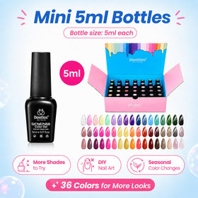 beetles Gel Polish 36 Colors set displayed with UV/LED lamp for curing