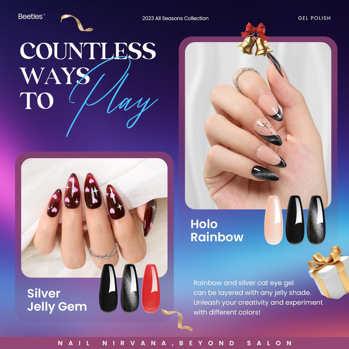 beetles Gel Polish 39 Pcs Jelly Nail Set displayed with nail art tools