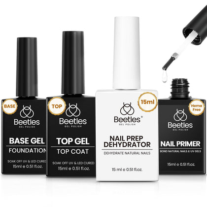 beetles Gel Polish 4Pcs Gel Top and Base Coat Set front view