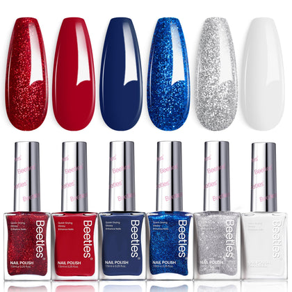 beetles Gel Polish 6 Colours Nail Polish Set front view with star stickers