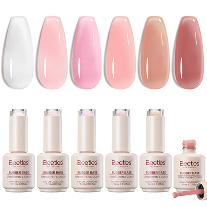beetles Gel Polish 6 Colours Rubber Base Gel Nail Polish Set front view
