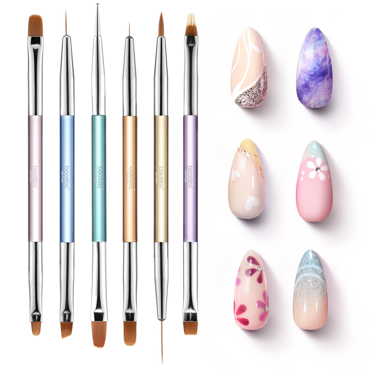beetles Gel Polish 6-piece nail art brushes set front view