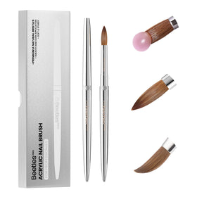 beetles Gel Polish Acrylic Nail Brush 10# front view with silver handle