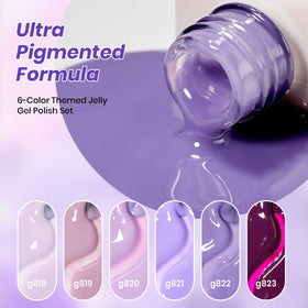 beetles Gel Polish Amethyst Realm purple gel polish swatches on display
