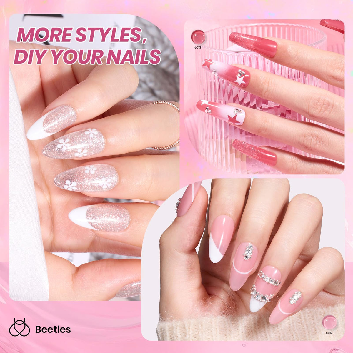 beetles Gel Polish application of nude pink gel on nails