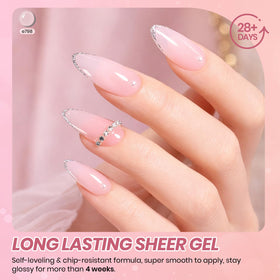 beetles Gel Polish application of nude pink gel on nails