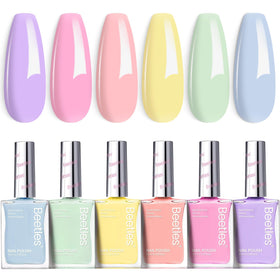 beetles Gel Polish application on nails with pastel colours