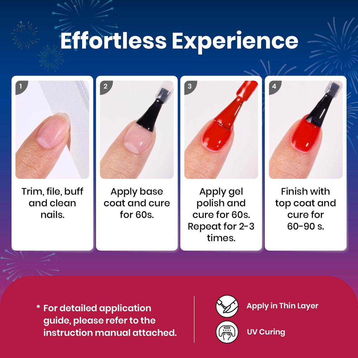 beetles Gel Polish application process with nail lamp
