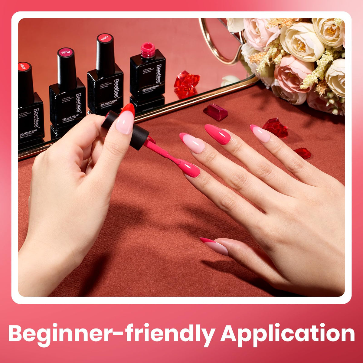 beetles Gel Polish application process with UV lamp