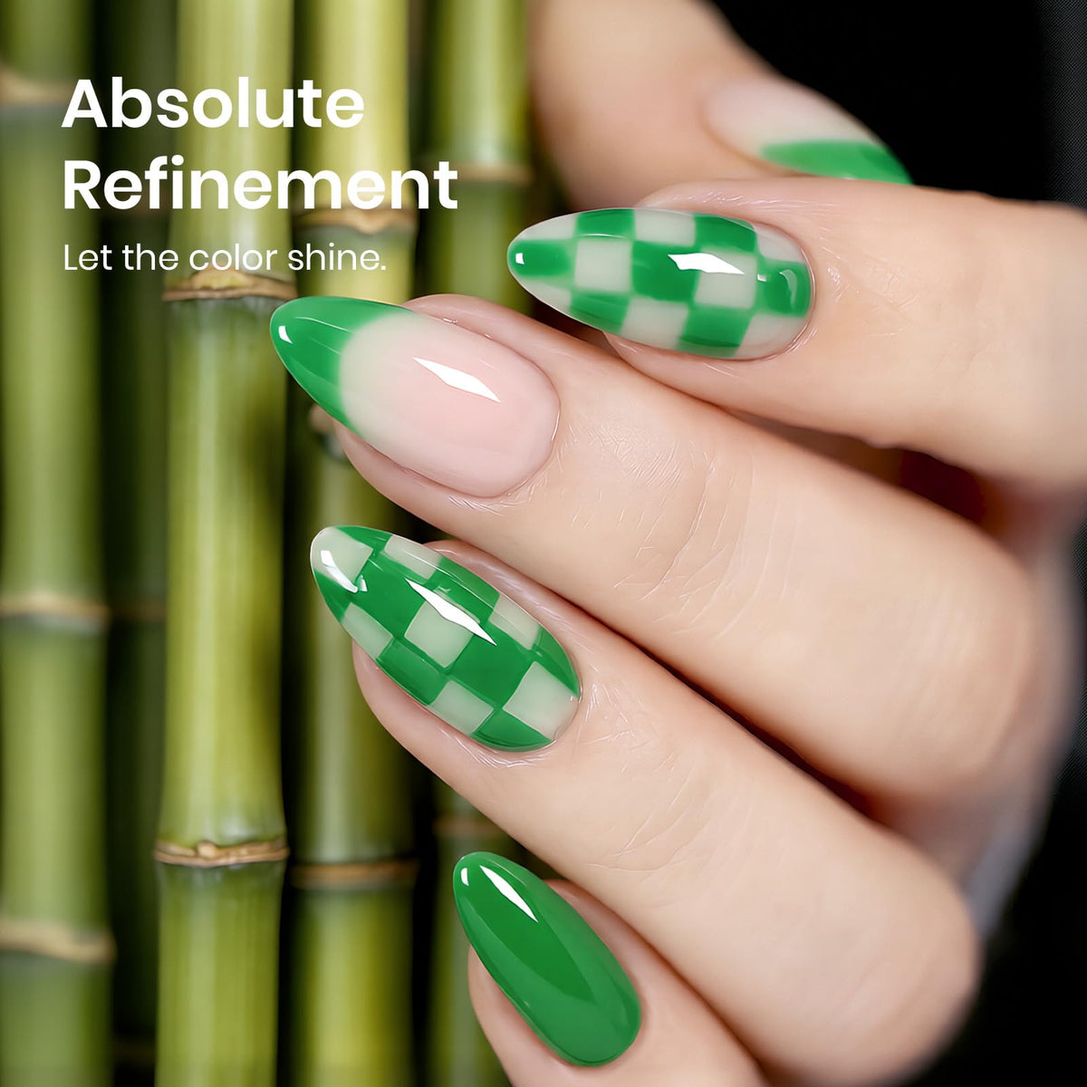 beetles Gel Polish Bamboo Rhythm green gel polish application on nails