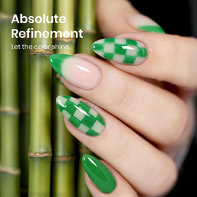 beetles Gel Polish Bamboo Rhythm green gel polish application on nails