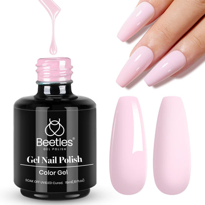 beetles Gel Polish Barely Pink 15ml bottle front view