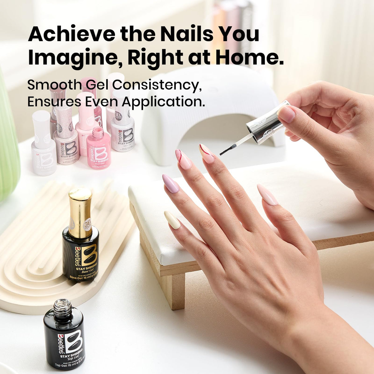 beetles Gel Polish Base and Top Coat Set 15ml with UV lamp