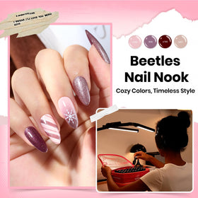 beetles Gel Polish base and top coats displayed