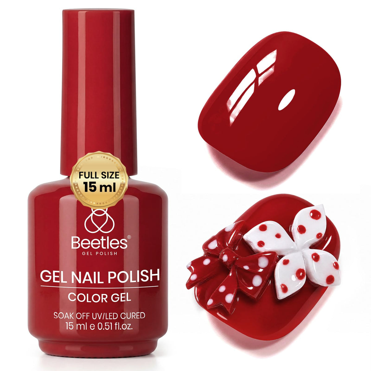 beetles Gel Polish Berry Naughty red gel nail polish front view