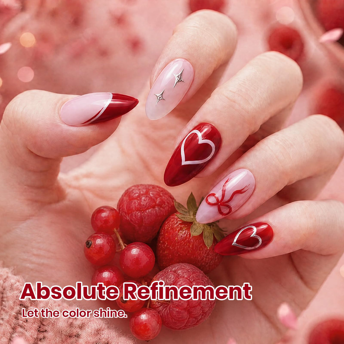 beetles Gel Polish Berry Naughty red gel polish application