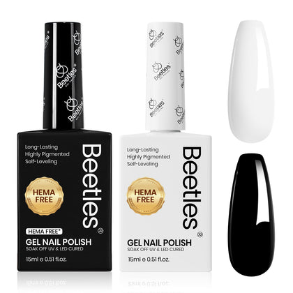 beetles Gel Polish Black and White Gel Polish Set 15ml front view